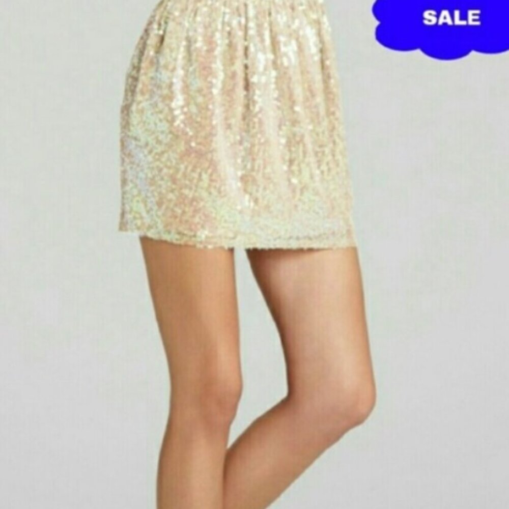 BCBGeneration Nude Iridescent Sequin Skirt